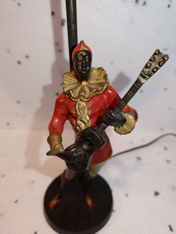 Vintage Blackamoor brass Harlequin Lamp 1920s-1930s, Table lamps, Metal, Bronze, Multi Color, Figuratief (photo 8 of 9)