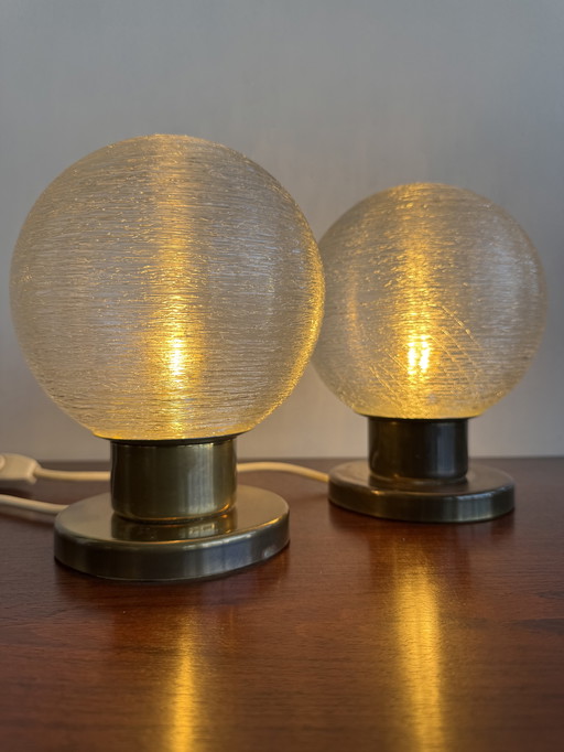 Pair of Doria Leuchten Table Lamps – Textured Globe Elegance