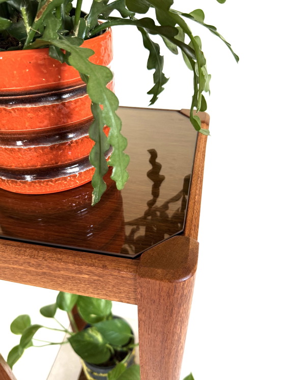 Supporto per piante vintage in teak e vetro fumé, Uldum Møbelfabrik anni '60 – Porta piante, Glass, Wood (photo 9 of 11)