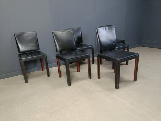 Image 1 of Vintage leren eetkamerstoelen van Durlet, jaren 1980