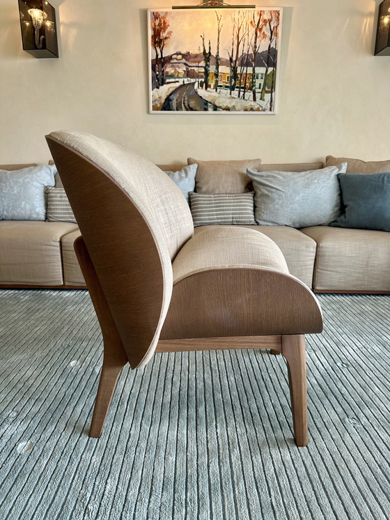 Image 1 of Perrouin Scandinavian-style armchair and matching footstool