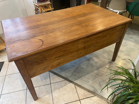 Image 1 of Scrivania a 5 cassetti in legno massello di rovere, 150x85cm, circa 1950