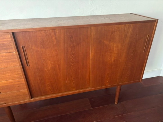 Danish Vintage Chest of Drawers with Sliding Doors – Sideboard, Wood (photo 3 of 6)