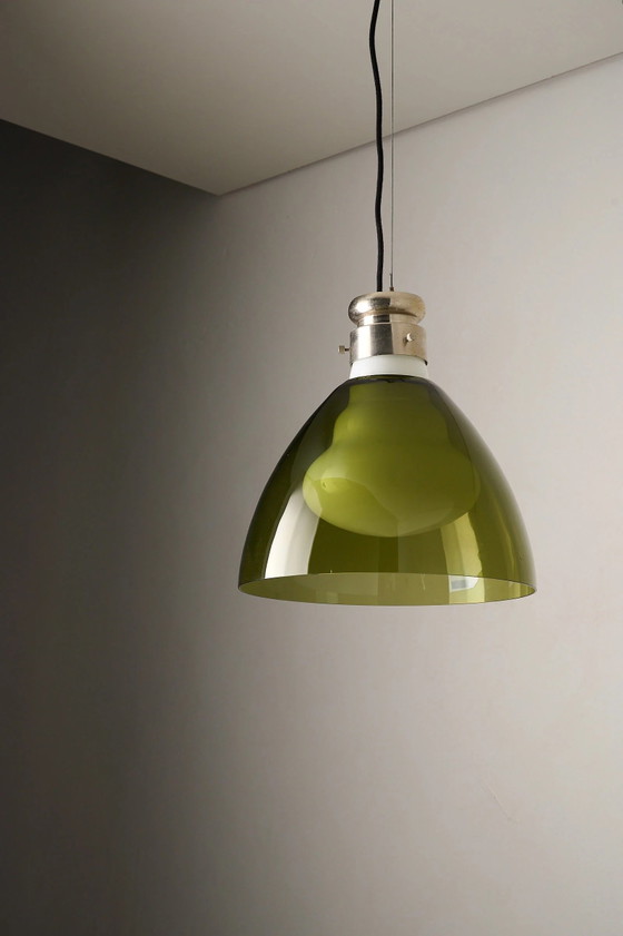 Space Age Blown Glass Pendant Lamp by Vistosi, Italy, 1970s, Ceiling lights, Aluminium (photo 3 of 12)