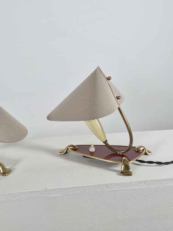 Image 1 of Pair of vintage mid century wall lamps bedside lamps brass 