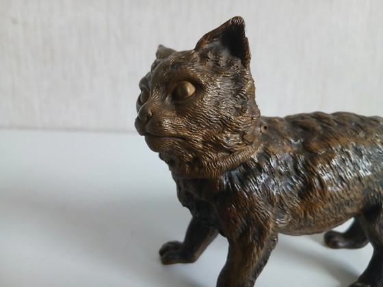 Image 1 of Franz Xavier Bergmann (1861-1936) large bronze cat as an inkwell