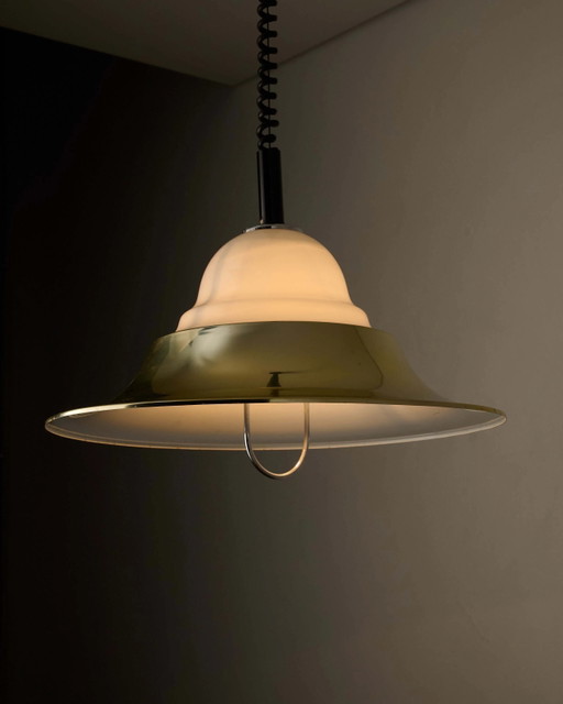 Brass and Opal Glass Model 7565 Pendant Lamp by Cosack