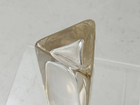 Image 1 of Sculptural glass vase with a triangular base, 1960s