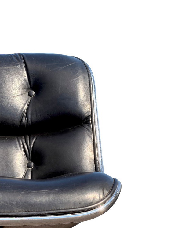Fauteuil Pollock Knoll cuir noir sans accoudoirs, piètement roulettes – Leather (photo 7 of 10)