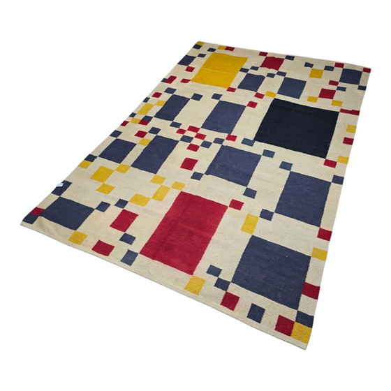 Image 1 of Tapis Piet Mondrian – Homage to Victory Boogie-Woogie, tapisserie artistique en laine tissée main
