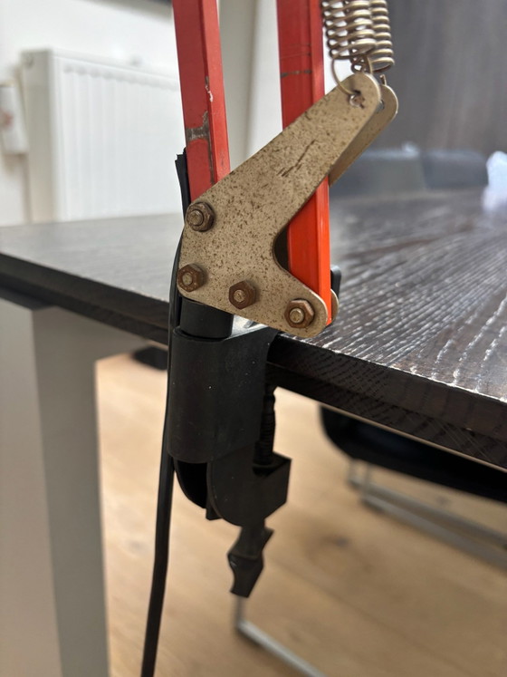 70s Vintage orange architect lamp, working with table clamp, Table lamps, Metal, Red (photo 9 of 15)