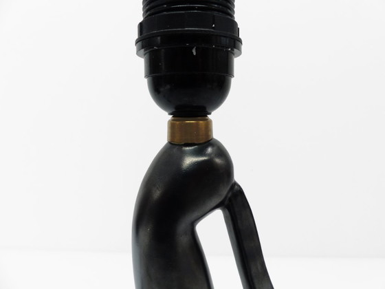 Image 1 of Pied de lampe sculptural anthropomorphe en céramique noire, Gil Agnoloni, Italie, circa 1950