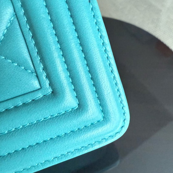 Image 1 of Chanel Boy Medium - 25CM Quilted Lambskin Blue Ruthenium Silver Hardware Series 19