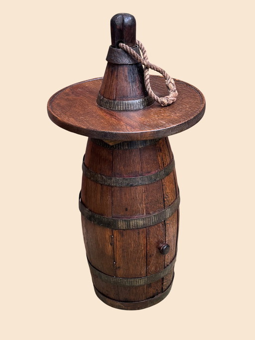 Bouée de pêche ancienne en bois | Chêne massif et fer forgé | XIXe siècle