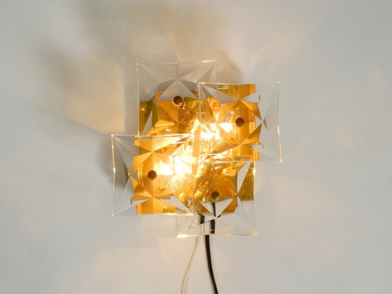 Image 1 of Originale Kinkeldey-Wandlampe aus Kristallglas und Messing aus den 1960er Jahren in neuwertigem Zustand
