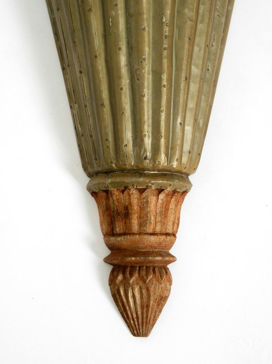 Two Large, Rare 1950s Wall Lamps Made of Wood With Aluminum Cladding – Wall lights (photo 15 of 20)
