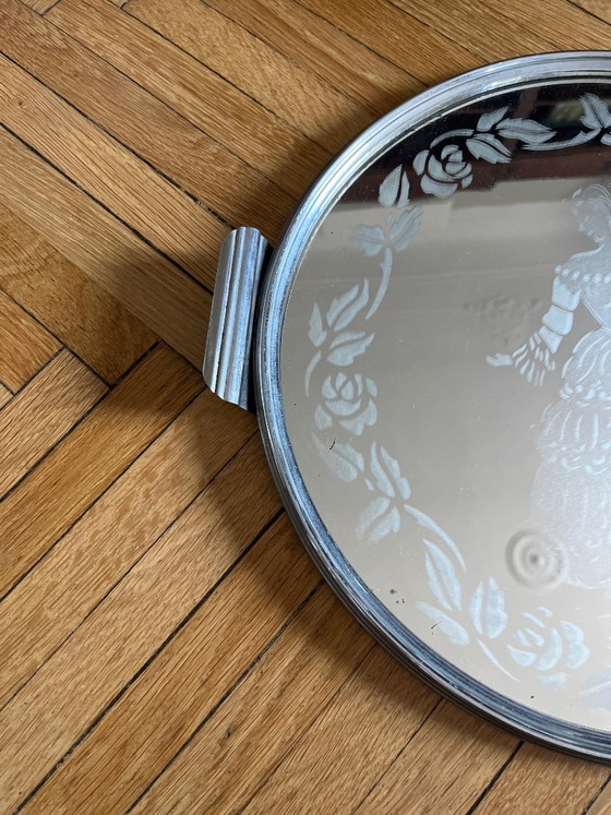 Art Deco spiegel dienblad – Decoratieve objecten, Glass, Chrome (photo 13 of 15)