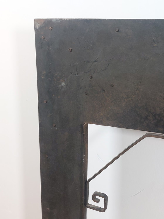 Image 1 of Prachtige decoratieve, handgesmede metalen openhaardomlijsting