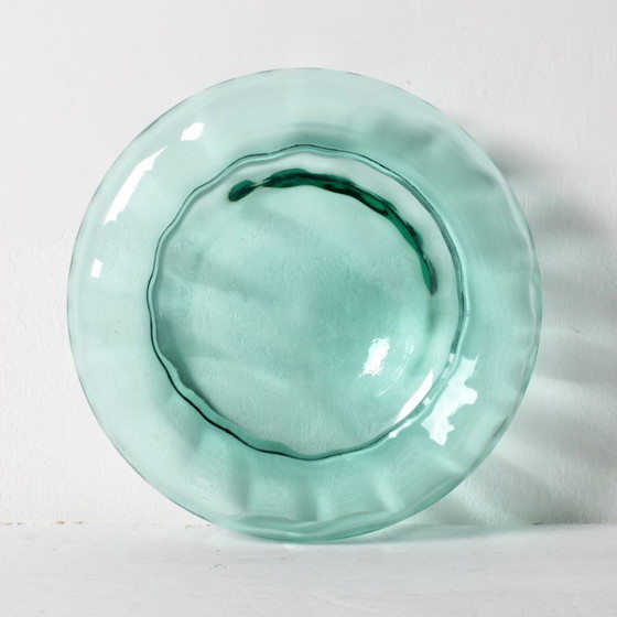 Image 1 of Vintage Teal Blown Glass Ashtray, Mid-Century Italian Ashtray / 1970s