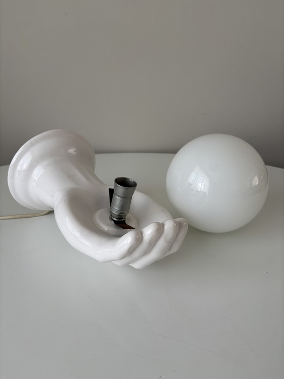 Image 1 of Vintage white Delft hand lamp with globe (marked)