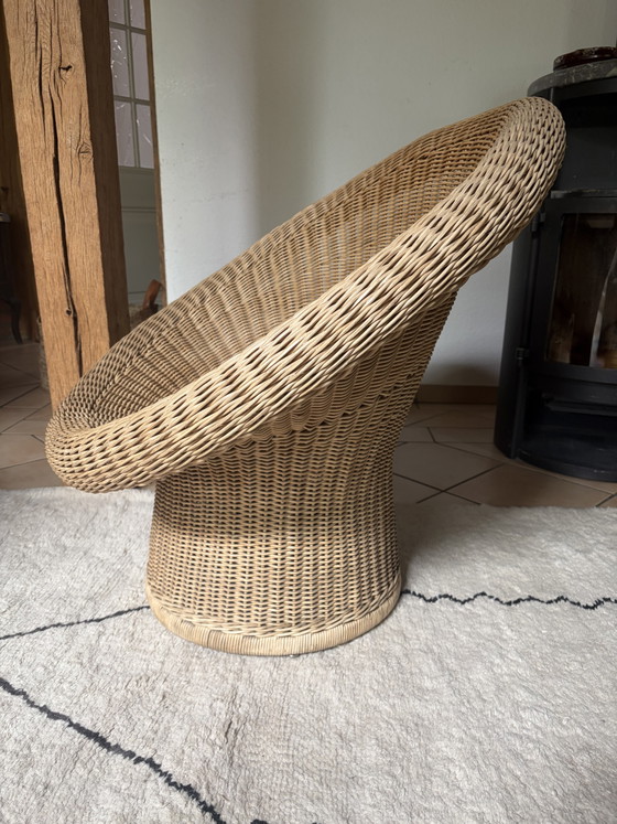 Sedia vintage in vimini Eiermann optics E10 – Egon Eiermann Von Murmann, Poltrone, Rattan, Wicker (photo 4 of 10)