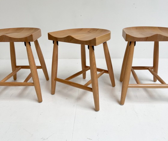 Image 1 of Set of 4 solid wood design stools, after 2000