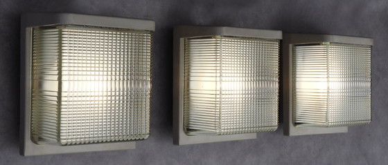 Vintage Industrial Holophane Wall Light, c.1950s France - 3 available, Glass, Metal, Taupe (photo 3 of 13)