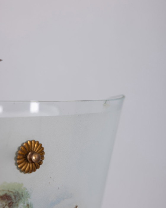 Image 1 of LAMPADARIO VINTAGE ANNI '50 IN VETRO DECORATO, DESIGN ITALIANO