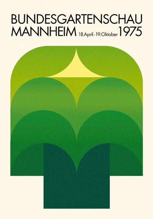 Bundesgartenschau, internationale tuinshow - Mannheim 1975 - Poster 61 x 91 cm