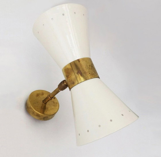 Image 1 of Coppia di applique "diabolo" italiane, design anni '50