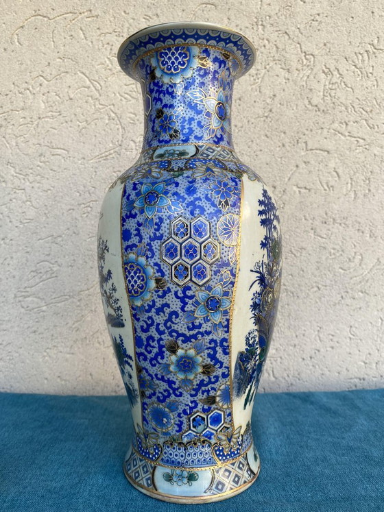 Chinese Azuur Porseleinen Vaas – Vazen, Vintage (photo 3 of 4)