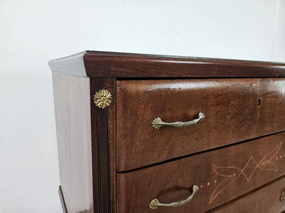 Vintage eiken ladekast met zes laden en glazen blad, 1960 – Ladekasten, Wood (photo 9 of 23)