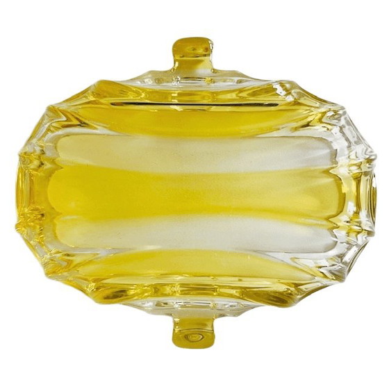 Image 1 of Bol vintage en verre jaune August Walther & Sohne des années 1970