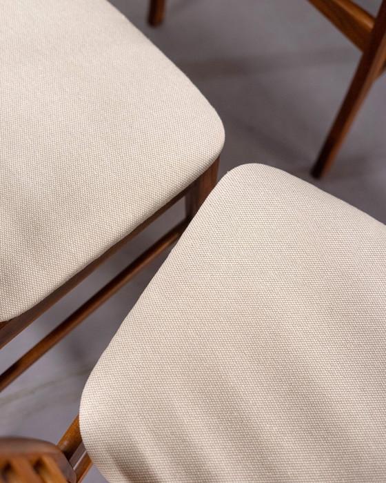Image 1 of 6x Danish Dining Chairs made of Solid Teak and Beige Upholstery
