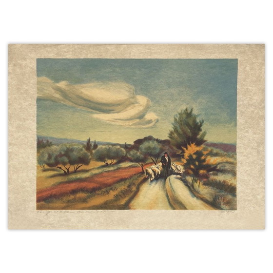Gesigneerde lithografie van Zarou, Le Berger, 1980. – Litho's & Zeefdrukken, Paper (photo 2 of 5)