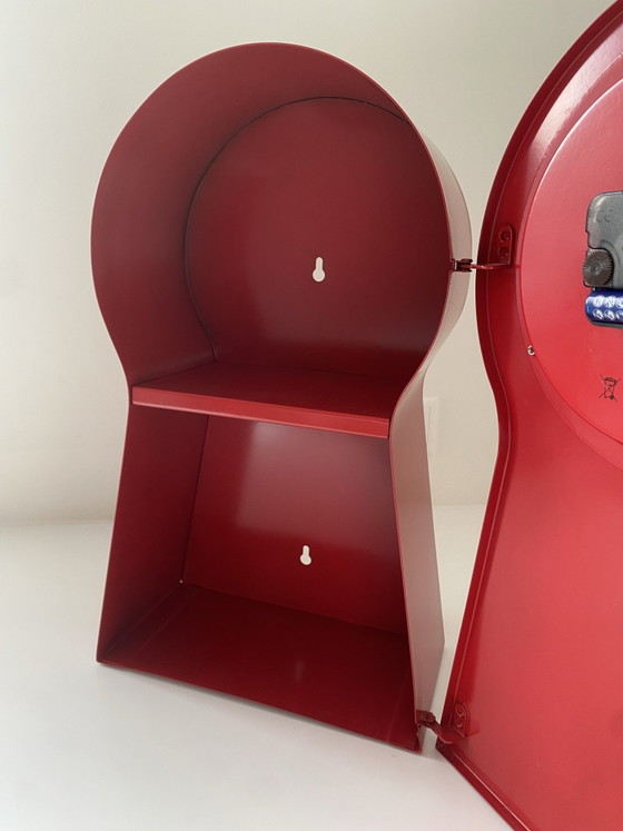 Vintage Keyhole Clock & Cabinet IKEA PS 1995 | Design: Thomas Eriksson | Red, Metal (photo 5 of 9)