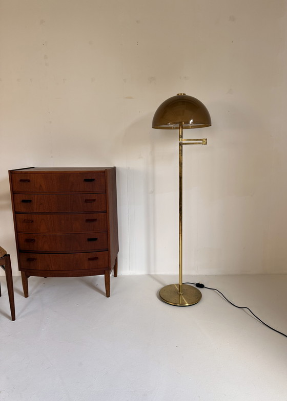 Image 1 of Lampada da terra a fungo in ottone vintage, Swisslamps anni '70