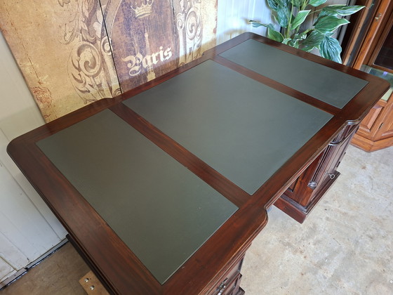 Image 1 of Scrittoio classico inglese bifronte, tavolo da scrittura, mobile da scrivania di dimensioni 150x90 cm e altezza 80 cm.