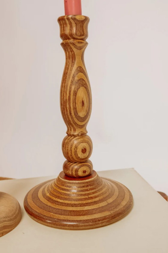 Image 1 of Vintage wooden candlesticks, set of 2