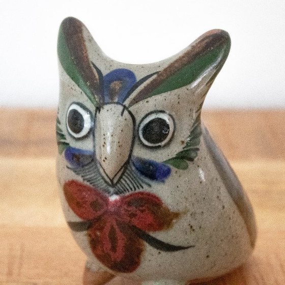 Image 1 of Figurine de hibou en céramique Tonala : Art populaire mexicain vintage