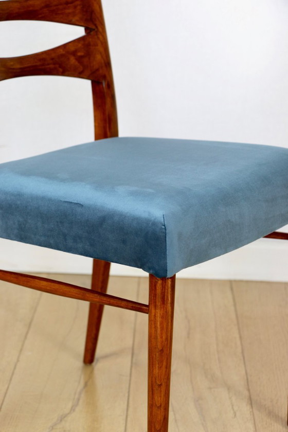 Image 1 of Danish vintage chairs blue turquoise vintage - set of 4 - great set