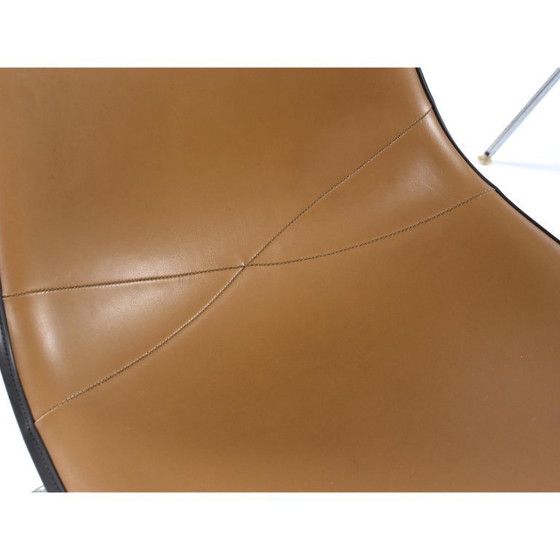 Image 1 of 6 Herman Miller Eames Stacking Shell Chairs with Brown Naugahyde Pads