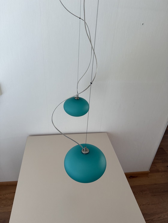 Image 1 of Ensemble de 2 suspensions Prandina en verre opale vert