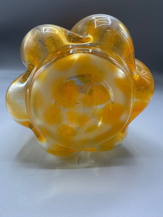 Image 1 of Murano vase orange hand-blown designer vase