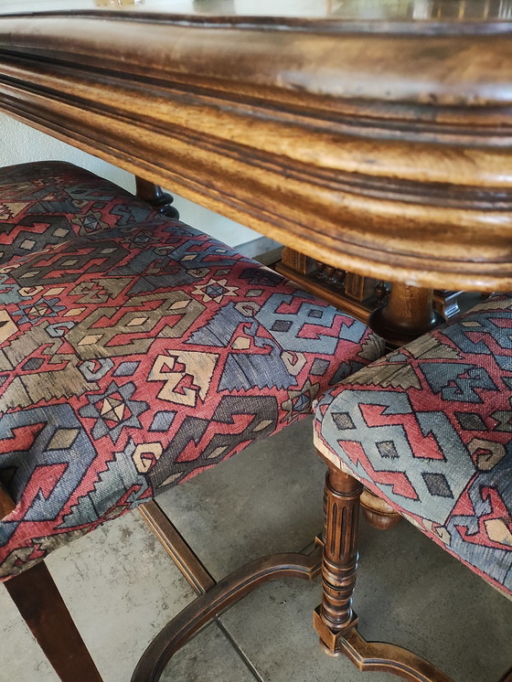 Image 1 of Antique Dining Table With Six Renaissance Chairs