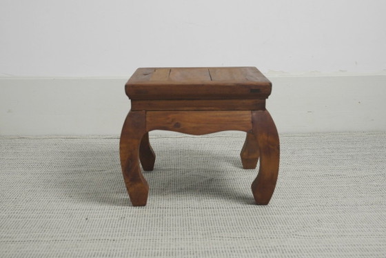 Hardhouten opiumkrukje/tafel, Aziatische lage bijzettafel, handgemaakte plantenstandaard van massief – Wood (photo 14 of 15)