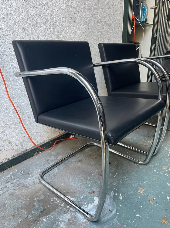 Set of 2 black cantilever chairs with chrome frame and armrests, Armchairs, Skai (photo 4 of 5)