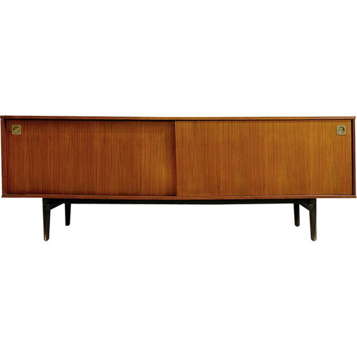 Aparador de madera con puertas correderas de mediados de siglo, Italia, década de 1960