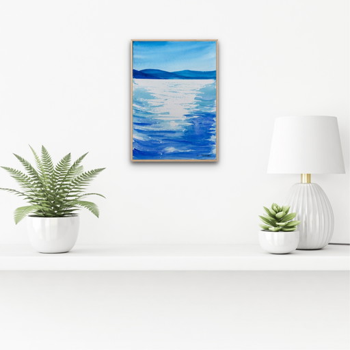 Blue watercolor "Light on the Water"