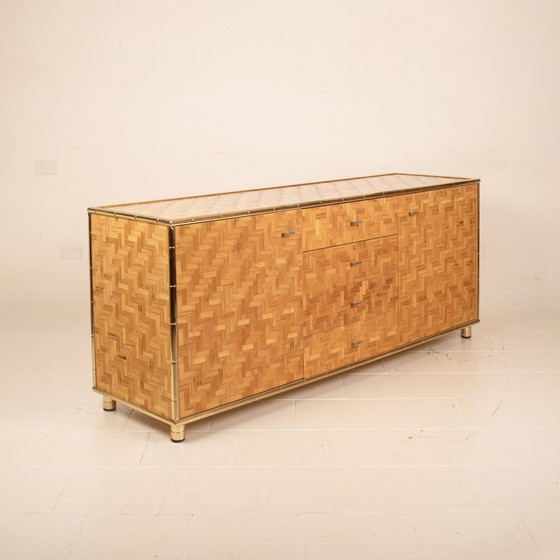 Image 1 of Credenza In Bamboo Pressato E Ottone 1975